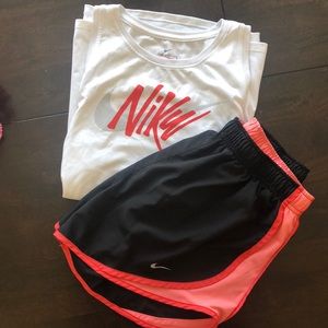 Nike Muscle Tee Shirt with Running Shorts